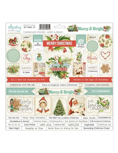 Pegatinas chipboard merry and bright